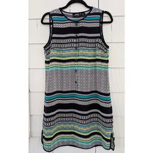 Cynthia Rowley Women's Size 4 Sleeveless Career Shift Dress Striped Button Front